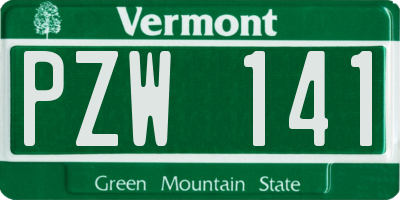 VT license plate PZW141