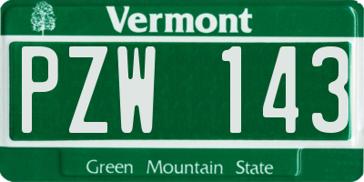 VT license plate PZW143
