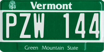 VT license plate PZW144