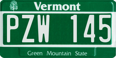 VT license plate PZW145