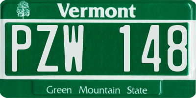 VT license plate PZW148