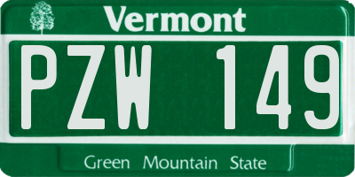 VT license plate PZW149