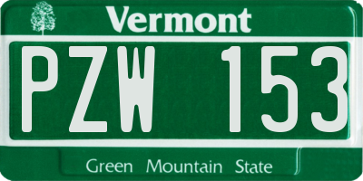 VT license plate PZW153
