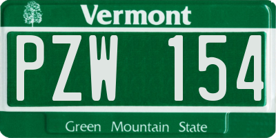 VT license plate PZW154