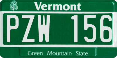VT license plate PZW156