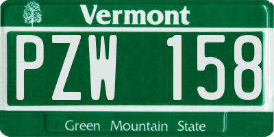 VT license plate PZW158