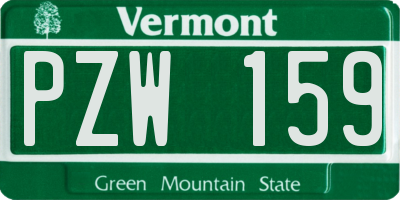 VT license plate PZW159
