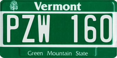 VT license plate PZW160