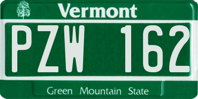 VT license plate PZW162