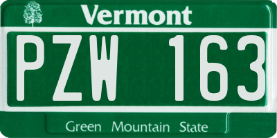 VT license plate PZW163