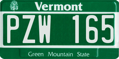 VT license plate PZW165