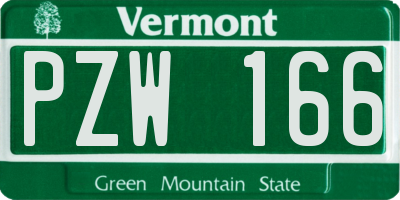 VT license plate PZW166