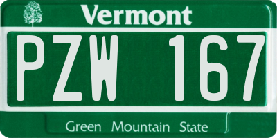 VT license plate PZW167