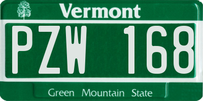 VT license plate PZW168