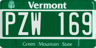 VT license plate PZW169
