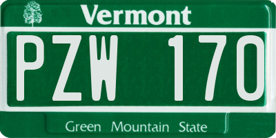VT license plate PZW170