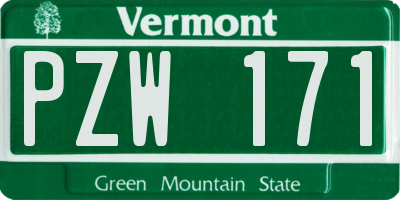 VT license plate PZW171