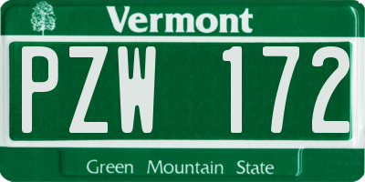 VT license plate PZW172