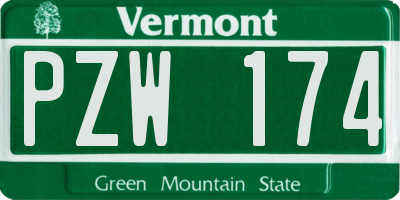 VT license plate PZW174
