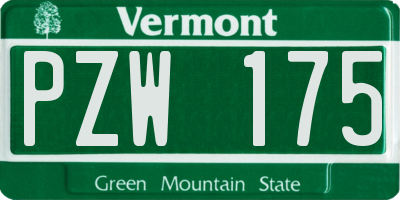 VT license plate PZW175