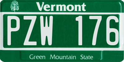 VT license plate PZW176
