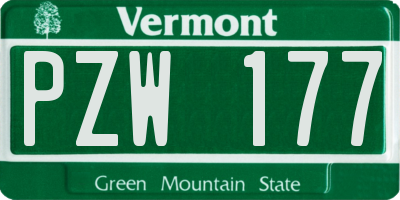 VT license plate PZW177
