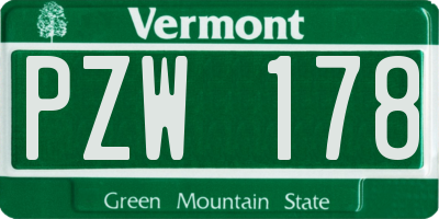 VT license plate PZW178