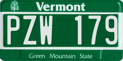 VT license plate PZW179