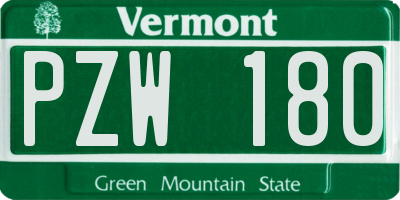 VT license plate PZW180