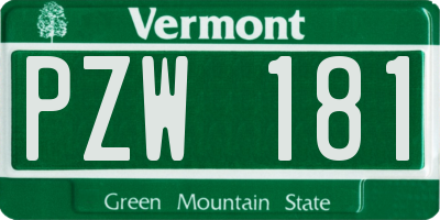 VT license plate PZW181