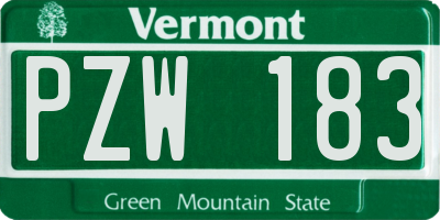 VT license plate PZW183