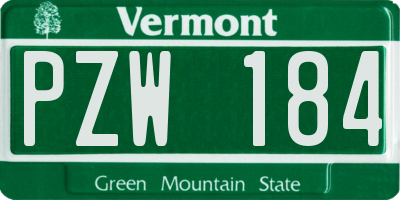 VT license plate PZW184