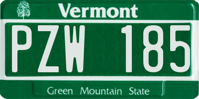VT license plate PZW185