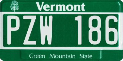 VT license plate PZW186