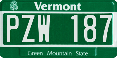 VT license plate PZW187