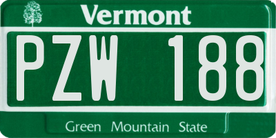 VT license plate PZW188