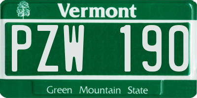 VT license plate PZW190