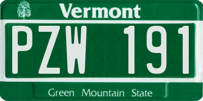 VT license plate PZW191