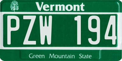 VT license plate PZW194