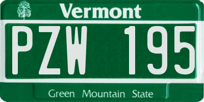 VT license plate PZW195