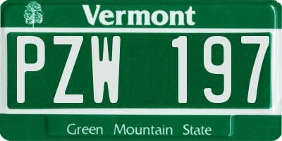VT license plate PZW197