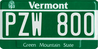 VT license plate PZW800