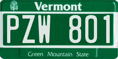 VT license plate PZW801