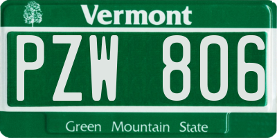 VT license plate PZW806