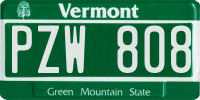 VT license plate PZW808