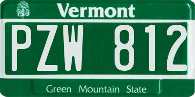 VT license plate PZW812