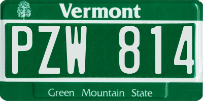 VT license plate PZW814