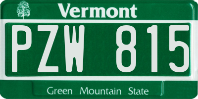 VT license plate PZW815