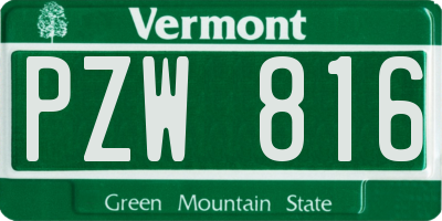 VT license plate PZW816