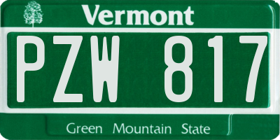VT license plate PZW817
